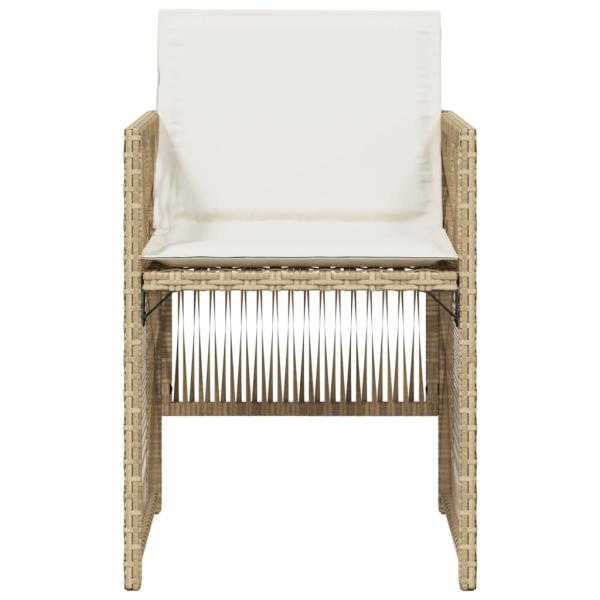 Gartenstühle mit Kissen 4 Stk. Beige Poly Rattan
