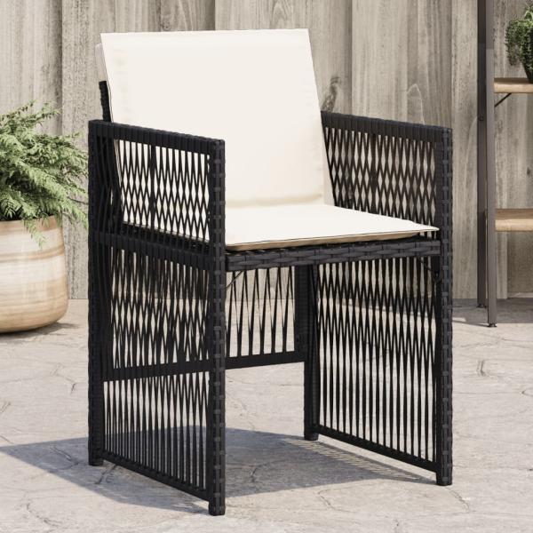 ARDEBO.de - Gartenstühle mit Kissen 4 Stk. Schwarz Poly Rattan