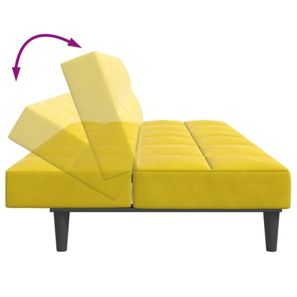 Schlafsofa 2-Sitzer mit Fußhocker Gelb Samt