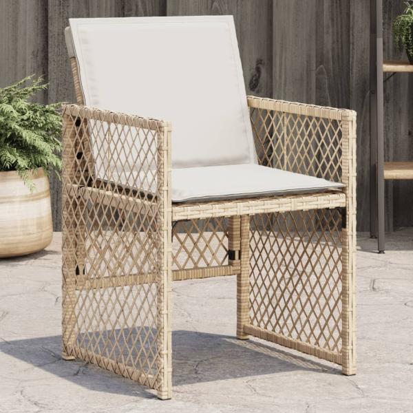ARDEBO.de - Gartenstühle mit Kissen 4 Stk. Beige Poly Rattan