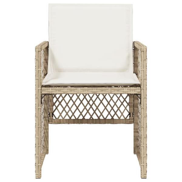 Gartenstühle mit Kissen 4 Stk. Beige Poly Rattan
