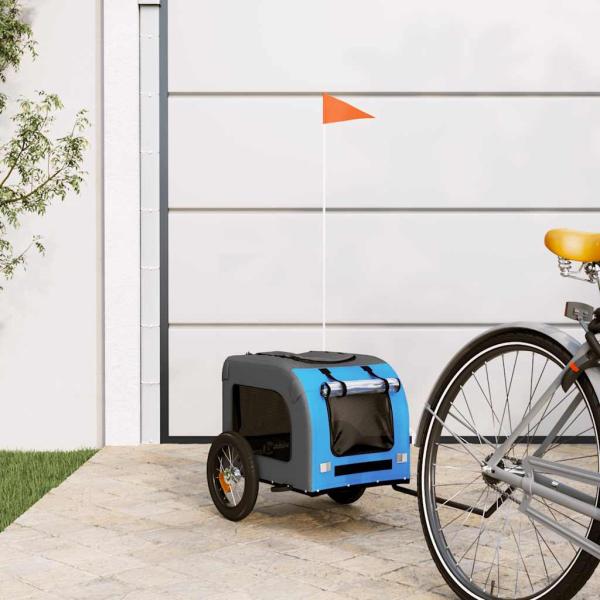 ARDEBO.de - Fahrradanhänger Hunde Blau und Grau Oxford-Gewebe und Eisen