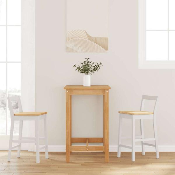 ARDEBO.de - Barhocker 2 Stk. Weiß Massivholz Gummibaum