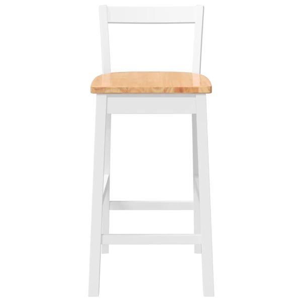 Barhocker 2 Stk. Weiß Massivholz Gummibaum