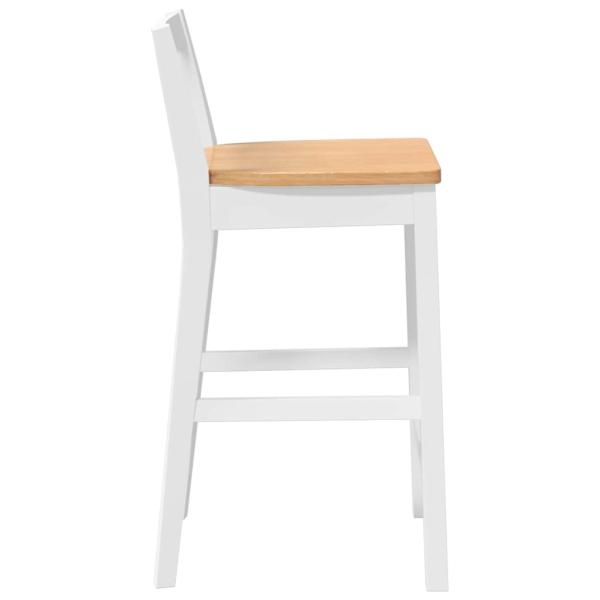 Barhocker 2 Stk. Weiß Massivholz Gummibaum