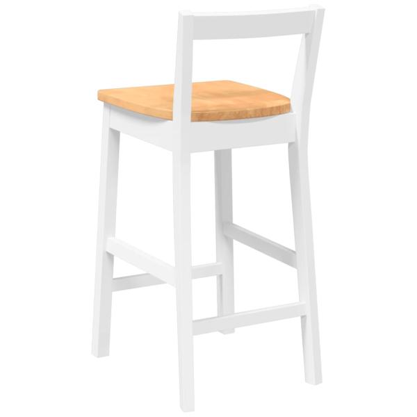 Barhocker 2 Stk. Weiß Massivholz Gummibaum