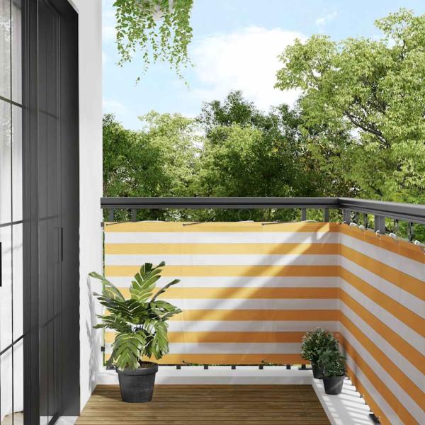 ARDEBO.de - Balkon-Sichtschutz Gelb und Weiß Gestreift 90x700 cm