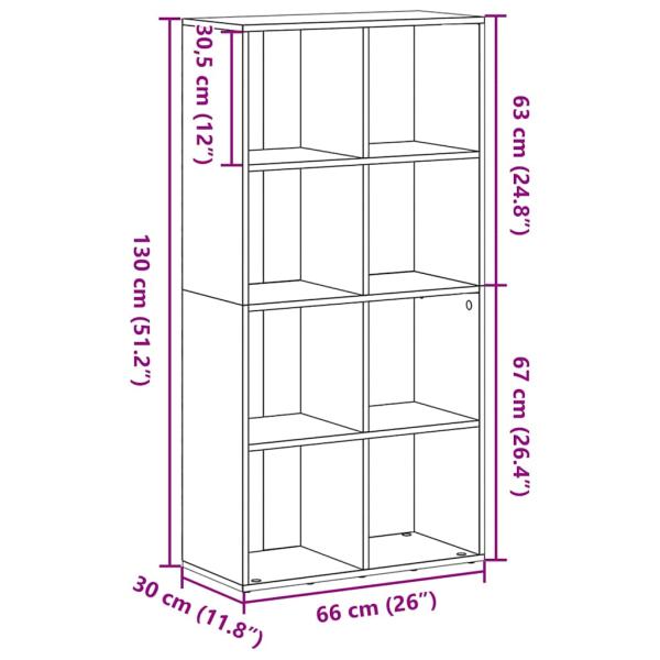 Bücherregal Schwarz Eichen-Optik 66x30x130 cm Holzwerkstoff
