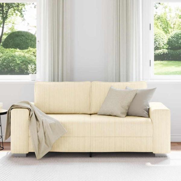 Zweisitzer-Sofa Creme 140 cm Cordstoff