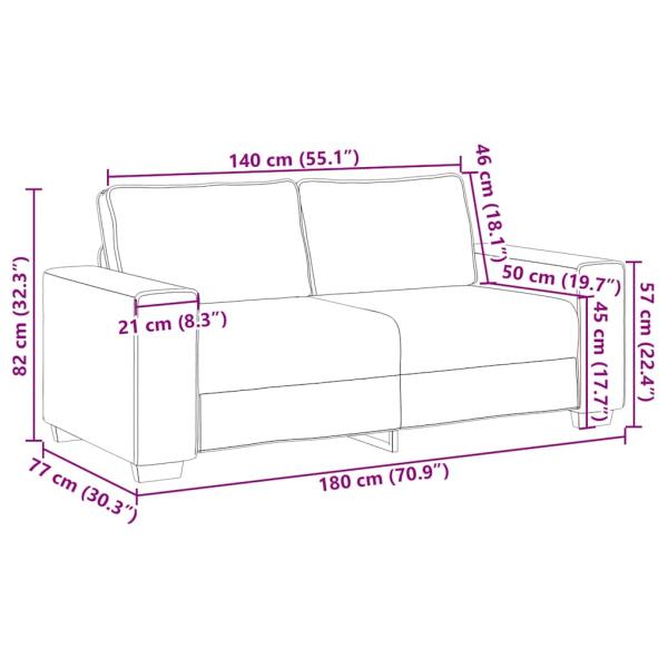 Zweisitzer-Sofa Creme 140 cm Cordstoff