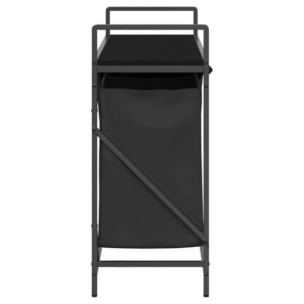 Wäschekorb 3 Fächer mit Ablage Schwarz Eichen-Optik