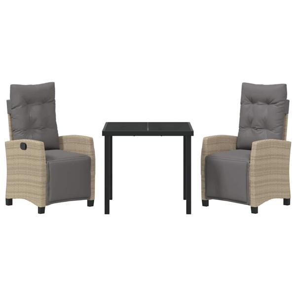 3-teiliges Garten-Essset Beige Poly Rattan