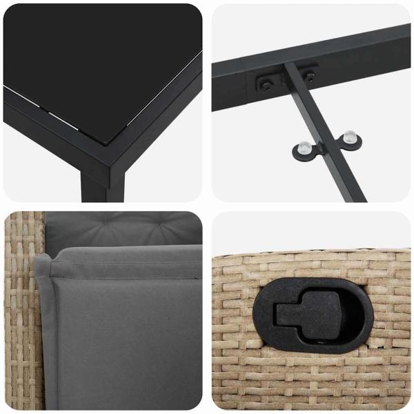 3-teiliges Garten-Essset Beige Poly Rattan