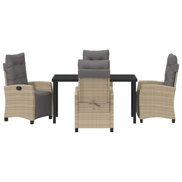 5-teiliges Garten-Esstisch-Set Beige Poly-Rattan
