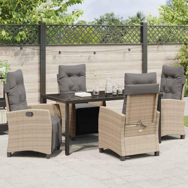 5-teiliges Garten-Ess-Set Beige Poly Rattan