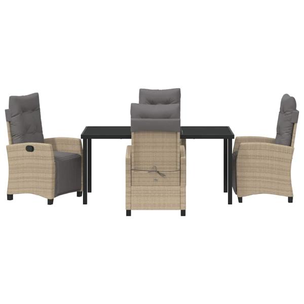 5-teiliges Garten-Ess-Set Beige Poly Rattan