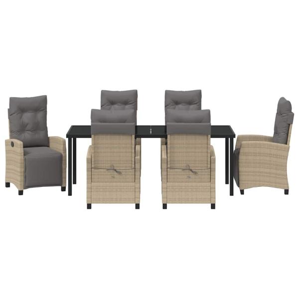 7-teiliges Garten-Esszimmer Set Beige Poly Rattan
