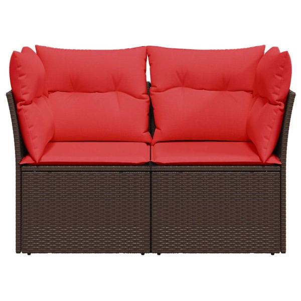 Gartensofa mit Kissen 2-Sitzer Braun Poly Rattan