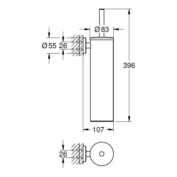 GROHE Essentials Toilettenbürstenset, Wandmontage, herausnehmbarer Innenbehälter, chrom (40696000)