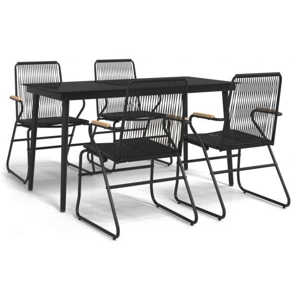 5-tlg. Garten-Essgruppe Schwarz PVC Rattan