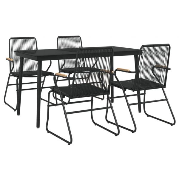5-tlg. Garten-Essgruppe Schwarz PVC Rattan