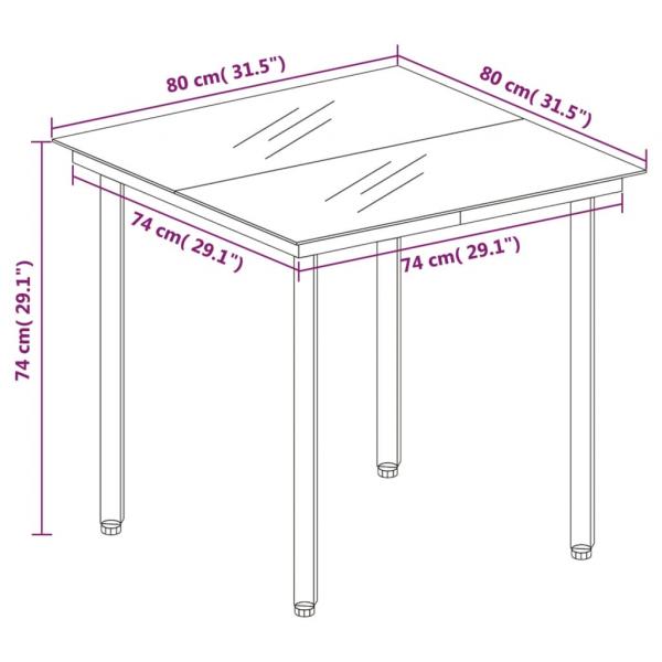 3-tlg. Garten-Essgruppe Schwarz PVC Rattan