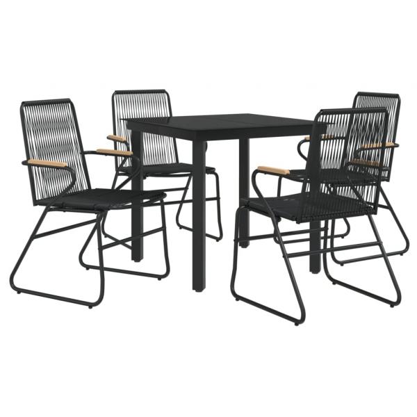 5-tlg. Garten-Essgruppe Schwarz PVC Rattan