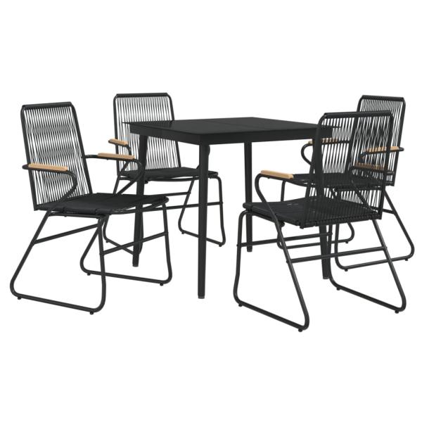 5-tlg. Garten-Essgruppe Schwarz PVC Rattan