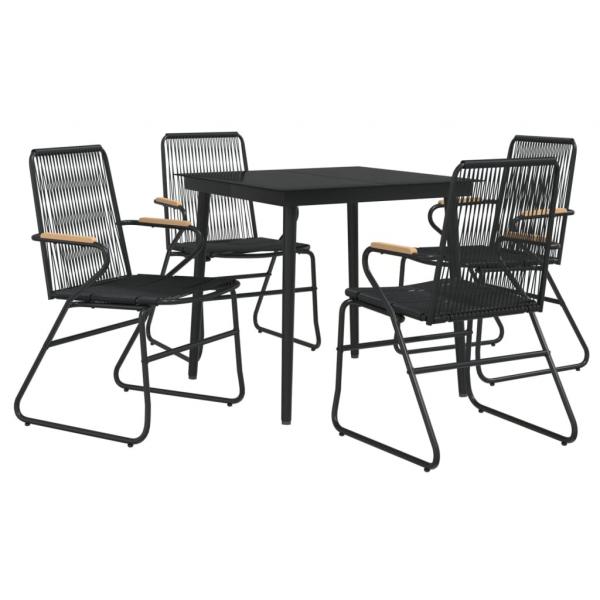 5-tlg. Garten-Essgruppe Schwarz PVC Rattan