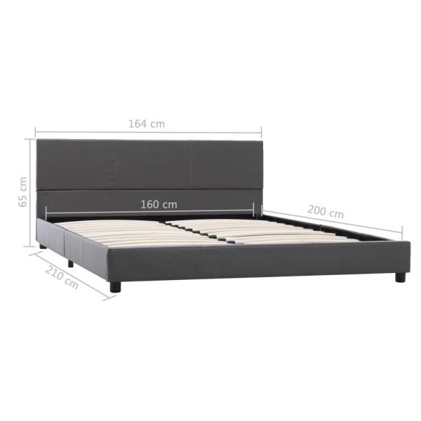 Bettgestell Grau Kunstleder 160x200 cm