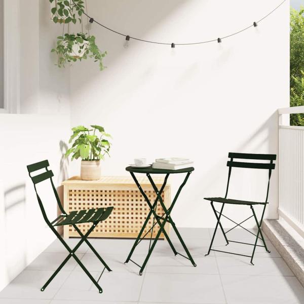 ARDEBO.de - Klappgartenstühle 2er Set Dunkelgrün Stahl