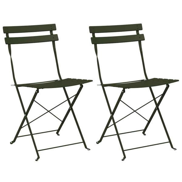 Klappgartenstühle 2er Set Dunkelgrün Stahl
