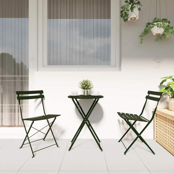 Klappgartenstühle 2er Set Dunkelgrün Stahl