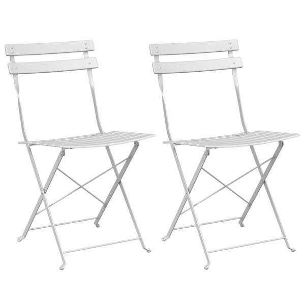 Klappgartenstühle 2er Set Weiß Stahl