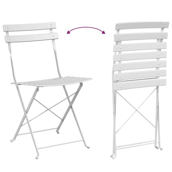 Klappgartenstühle 2er Set Weiß Stahl