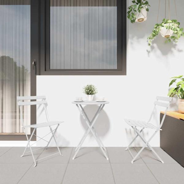 Klappgartenstühle 2er Set Weiß Stahl