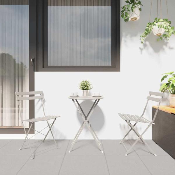 Faltbare Gartenstühle 2er Set Beige Stahl