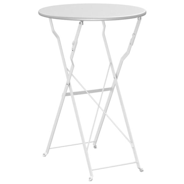 Faltbarer Bistrotisch Weiß Ø50x71 cm Pulverbeschichteter Stahl