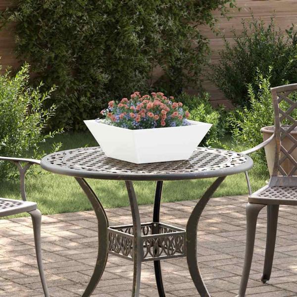 ARDEBO.de - Metallpflanzkübel Cooler Weißton Metall 40 x 40 x 15 cm