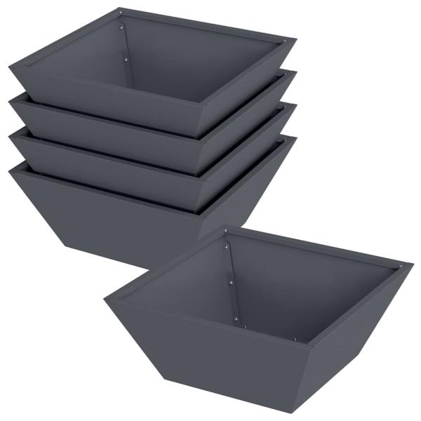 Plastik Pflanzgefäß Set Anthrazit Kunststoff 40 x 40 x 15 cm