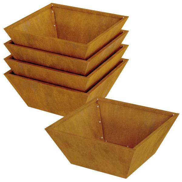 Metallpflanzer Wetterstahl 40 x 40 x 15 cm Dekorative Einlagen