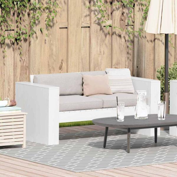 ARDEBO.de - Garten Sofa 2-Sitzer 134x60x62 cm Weiß Massivholz Kiefer