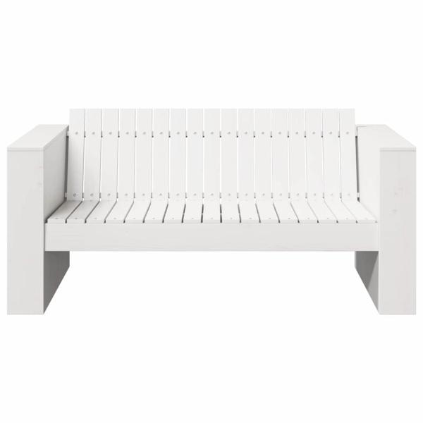 Garten Sofa 2-Sitzer 134x60x62 cm Weiß Massivholz Kiefer