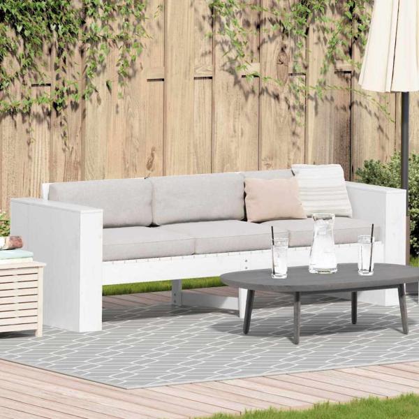 ARDEBO.de - Garten-Sofa 3-Sitzer Weiß Holz Mittel Langlebig Outdoor-Sofa