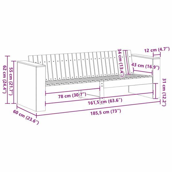 Garten-Sofa 3-Sitzer Weiß Holz Mittel Langlebig Outdoor-Sofa