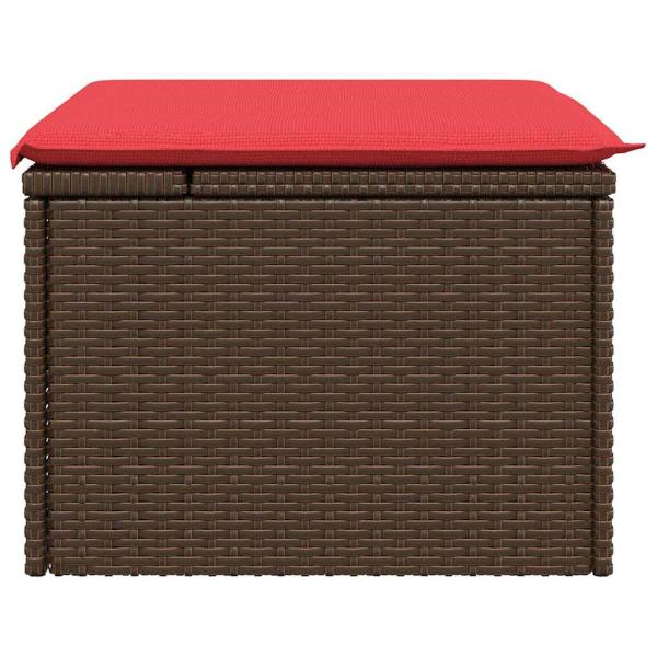 Gartenhocker mit Kissen Braun 55x55x37 cm Poly Rattan