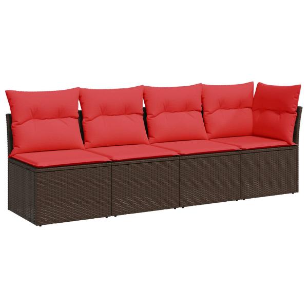 ARDEBO.de - Gartensofa mit Kissen 4-Sitzer Braun Poly Rattan