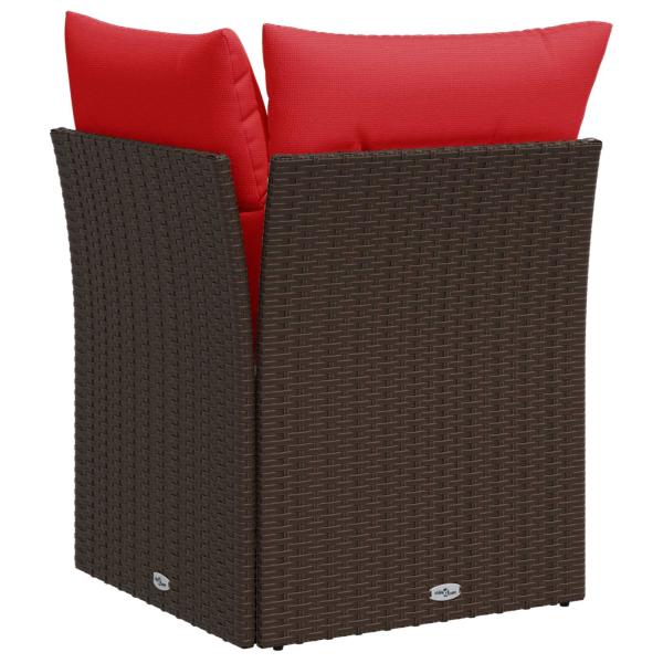 Garten-Ecksofa mit Kissen Braun Poly Rattan