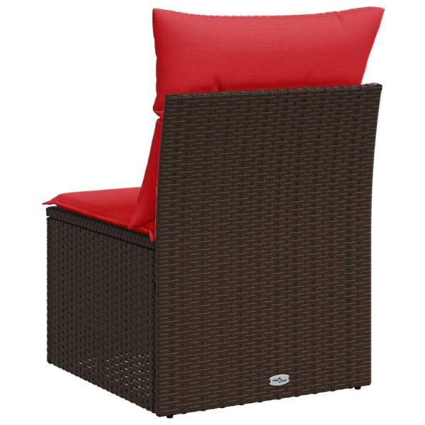Gartensofa ohne Armlehnen mit Kissen Braun Poly Rattan