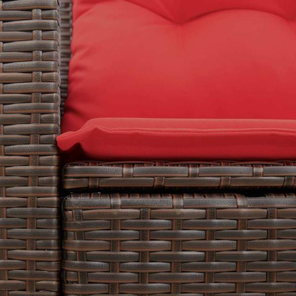 Gartensofa mit Kissen 2-Sitzer Braun Poly Rattan